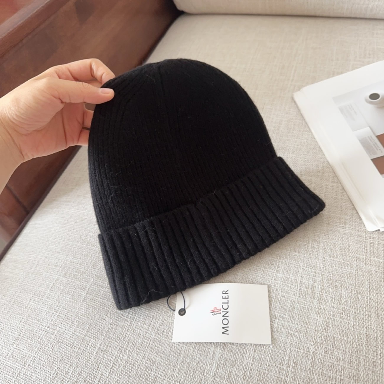 Moncler Logo Patch Beanie Black (4) - newkick.org